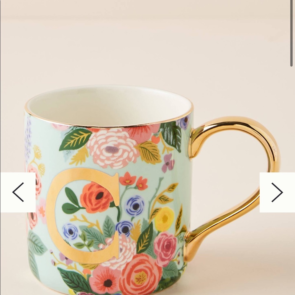 Light blue floral, monogram ‘C’ mug